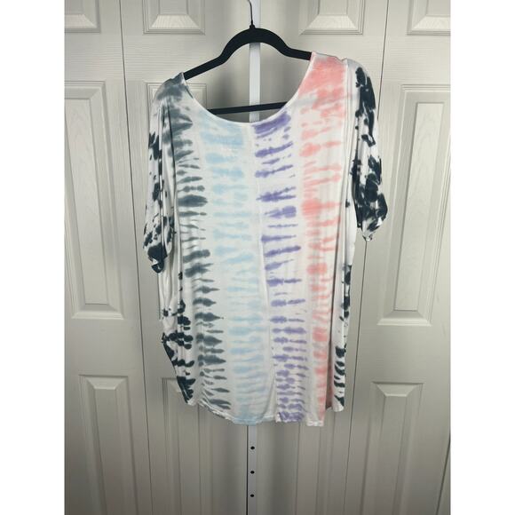 Torrid Super Soft Knits V-Neck Short Sleeve White Tie Dye Top T-Shirt 3X Comfort - Picture 3 of 5